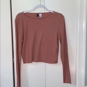 Divided Dusty Rose L Longsleeve with Lettuce Trim